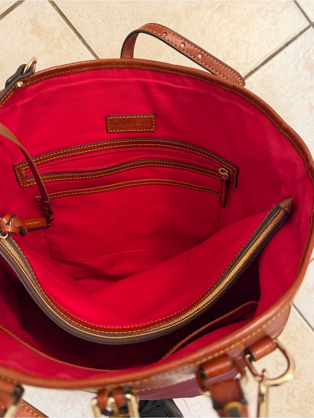 Dooney & Bourke Wine Tote with Brown Leather Trim - Picture 4 of 6